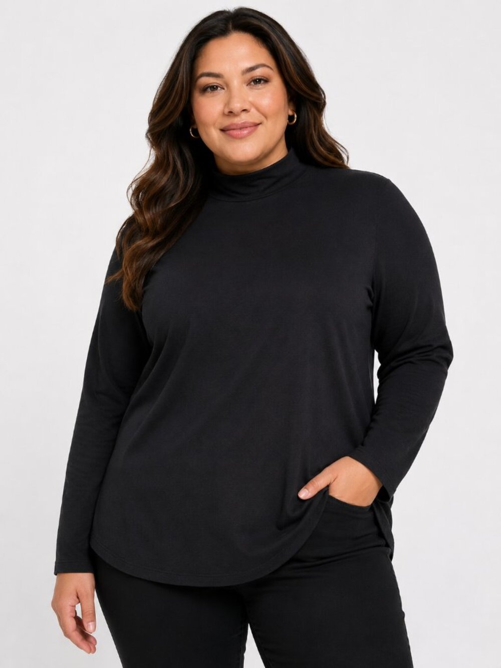 SG Sleek Essentials Black Mock Neck Long Sleeve Top XXS